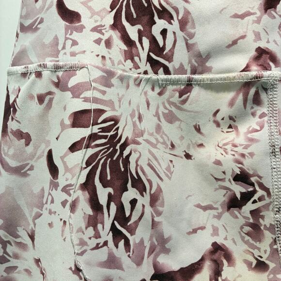 Leggings Athletic Workout Athleisure Yoga Pants Floral Pink Mauve Flaws - Picture 5 of 9